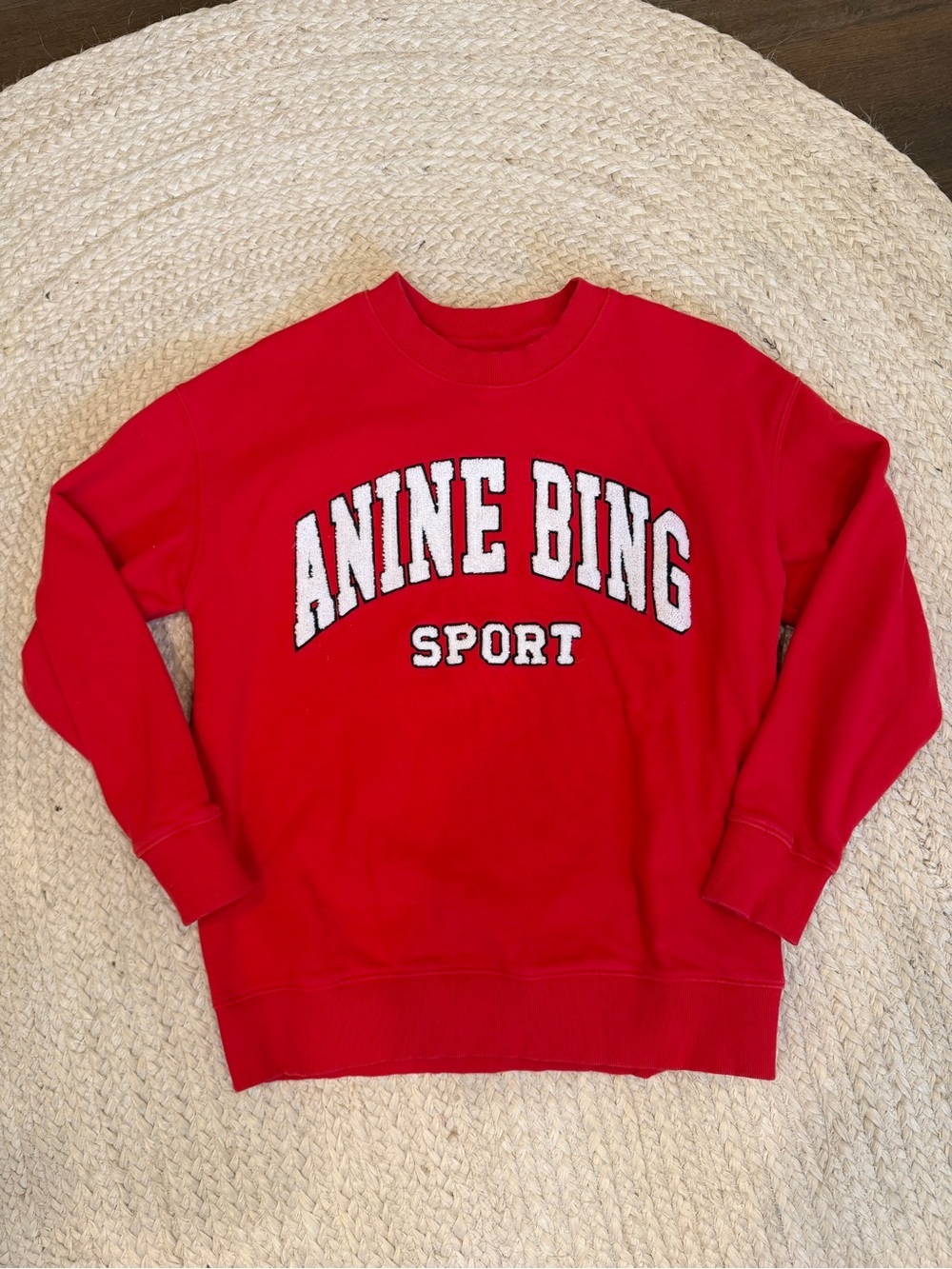 Anine Bing Red Logo Crewneck Sweatshirt